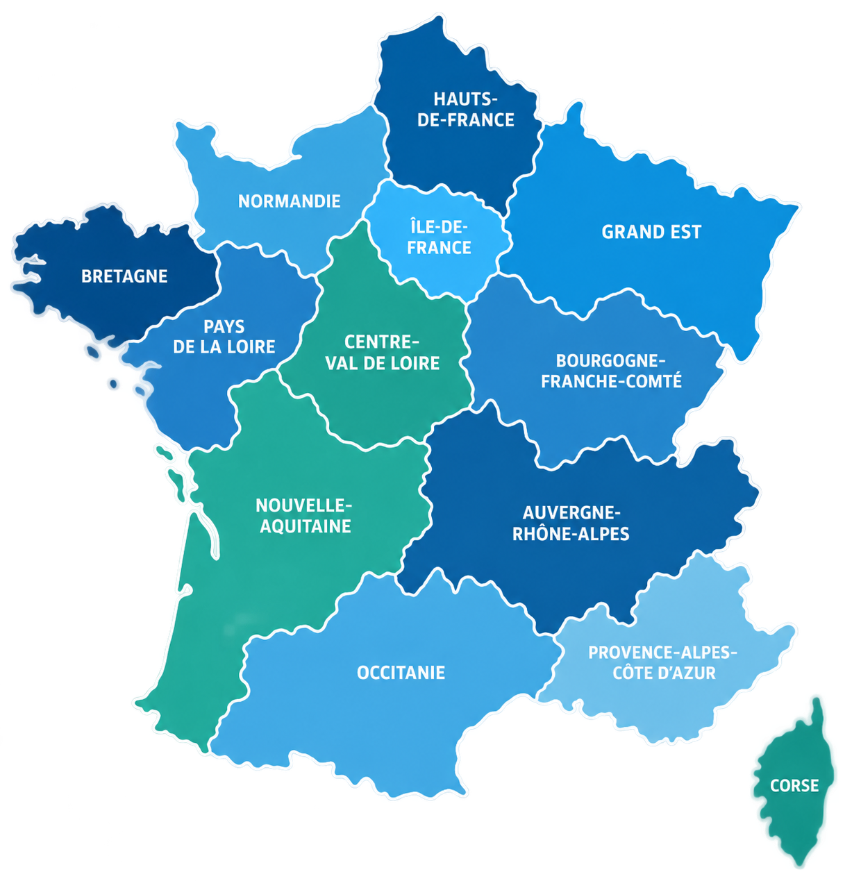 Carte de France avec les régions